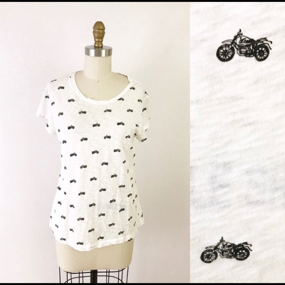 Women's Rag & Bone Motorcycle Print Tee Shirt M113